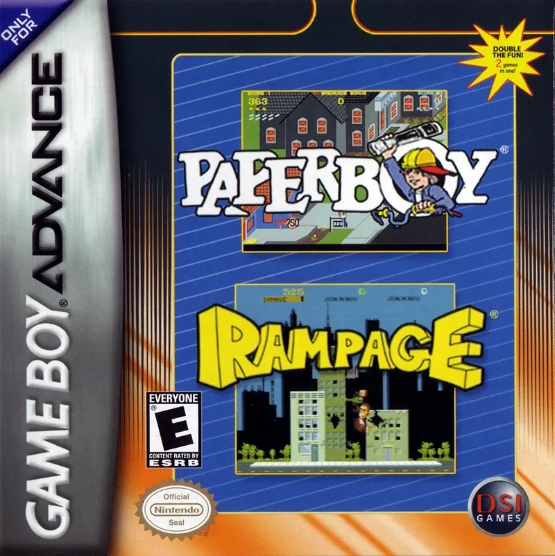 2 Games in One!: Paperboy + Rampage box art