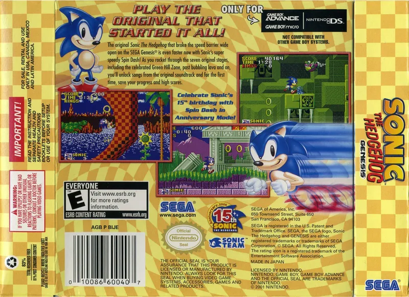 Sonic the Hedgehog: Genesis box back