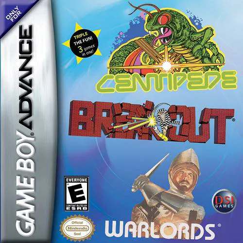 3 Games in One!: Breakout + Centipede + Warlords cover art for Nintendo Game Boy Advance