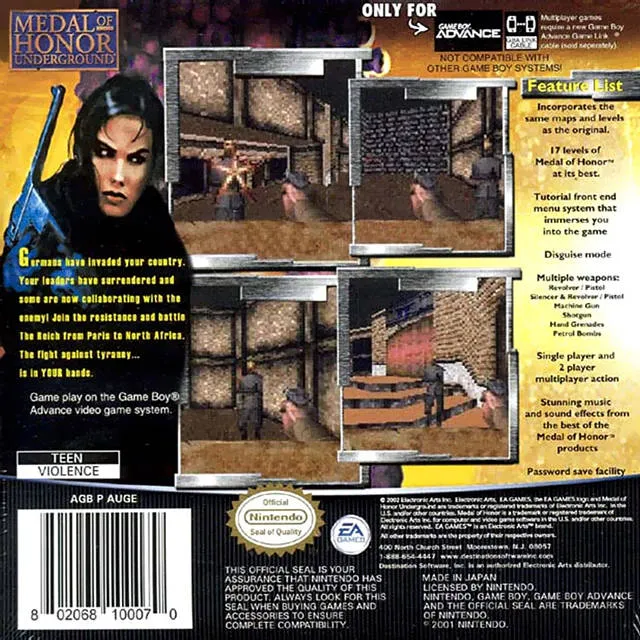 Medal of Honor: Underground box back