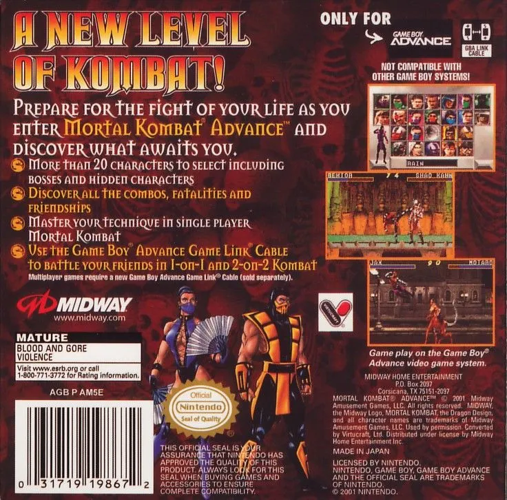 Mortal Kombat Advance box back