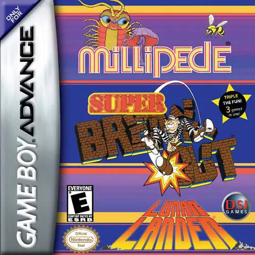 3 Games in One!: Super Breakout + Millipede + Lunar Lander cover art for Nintendo Game Boy Advance