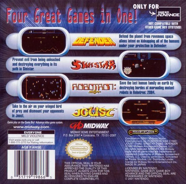 Midway's Greatest Arcade Hits box back