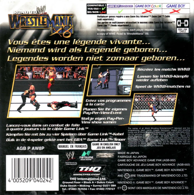 WWE Road to WrestleMania X8 box back
