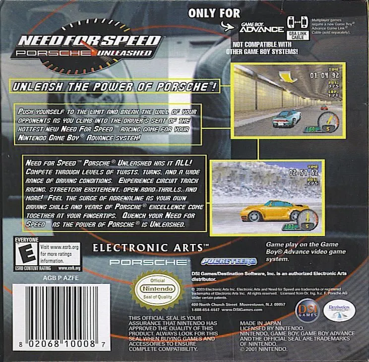 Need for Speed: Porsche Unleashed box back