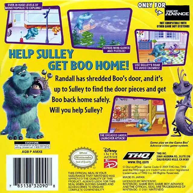 Monsters, Inc box back