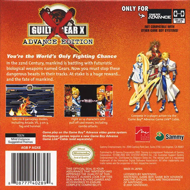 Guilty Gear X: Advance Edition box back