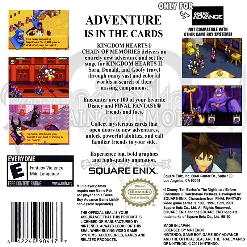 Kingdom Hearts: Chain of Memories box back