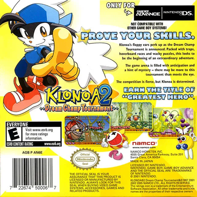 Klonoa 2: Dream Champ Tournament box back