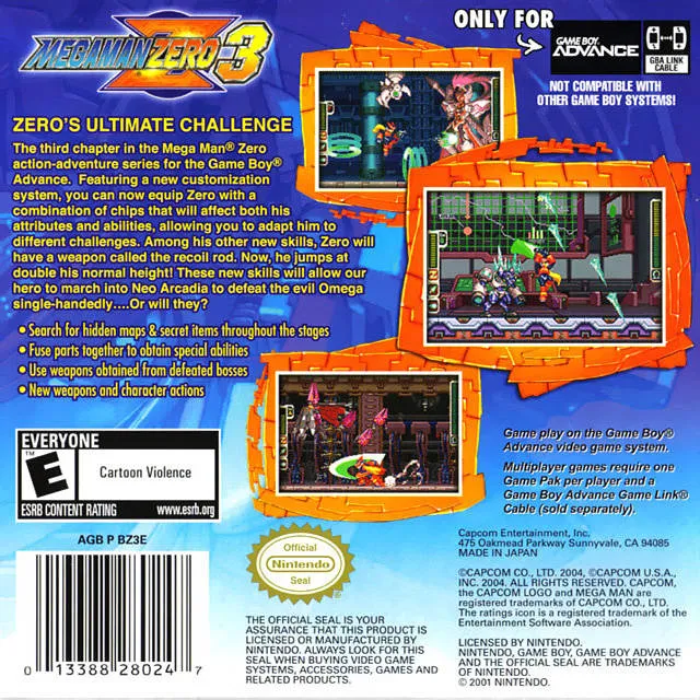 Mega Man Zero 3 box back