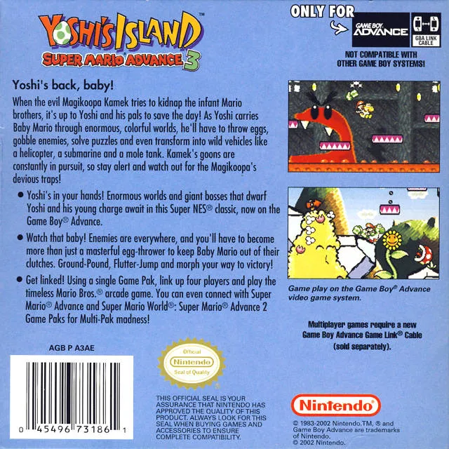 Super Mario Advance 3: Yoshi's Island box back