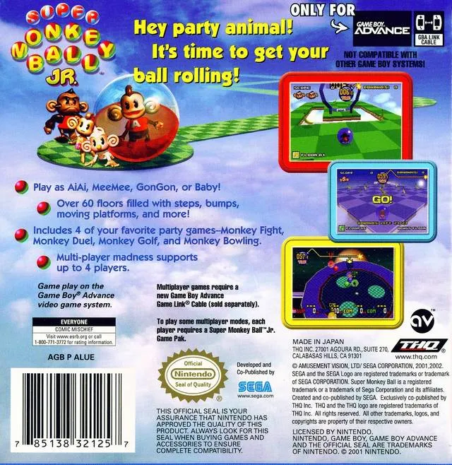 Super Monkey Ball Jr. box back