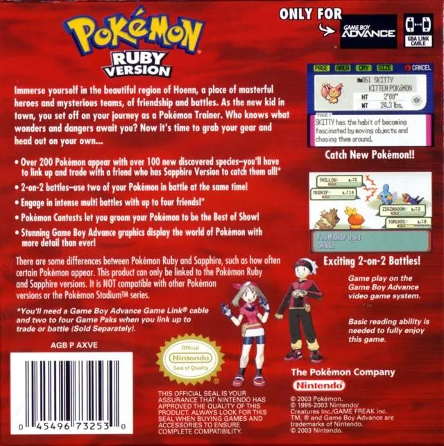 Pokémon Ruby Version box back