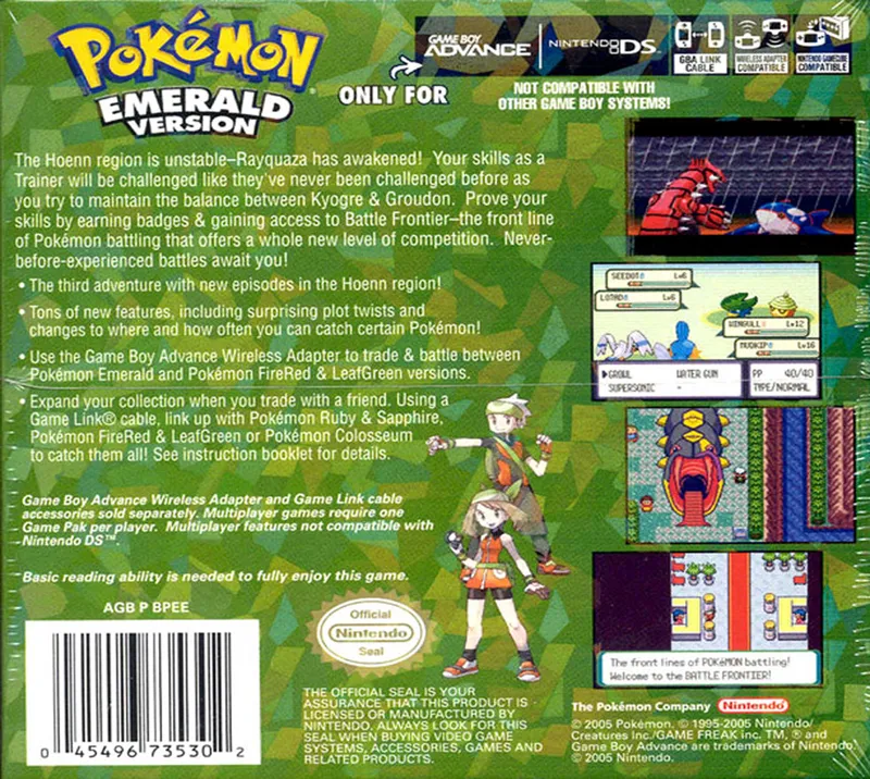 Pokémon Emerald Version box back