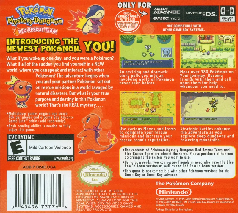 Pokémon Mystery Dungeon: Red Rescue Team box back