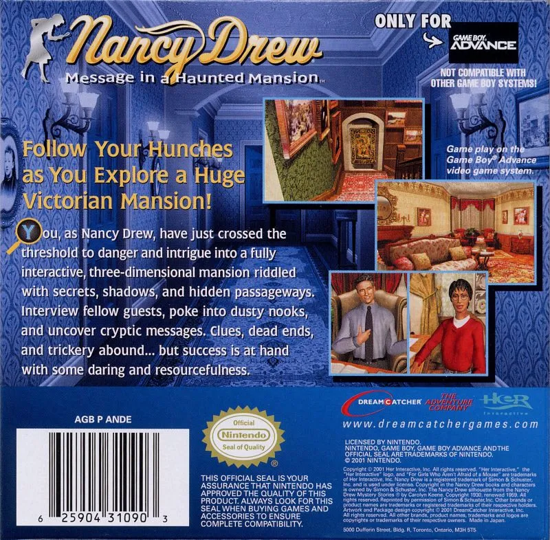 Nancy Drew: Message in a Haunted Mansion box back