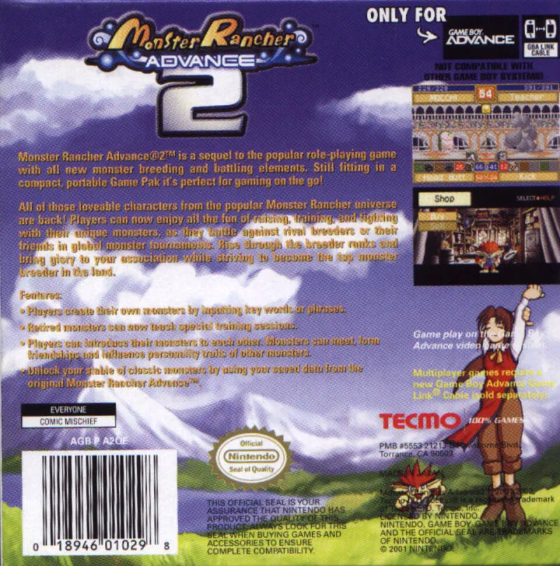 Monster Rancher Advance 2 box back