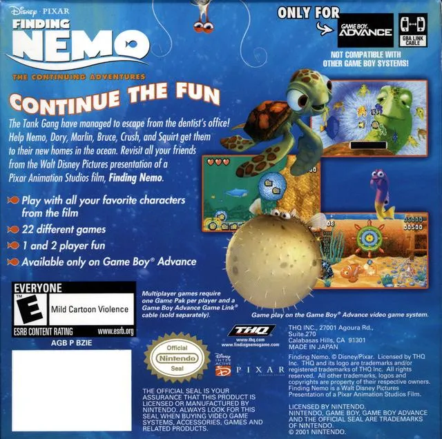 Finding Nemo: The Continuing Adventures box back