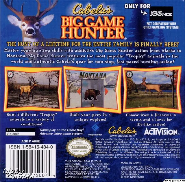Cabela's Big Game Hunter 2005 Adventures box back