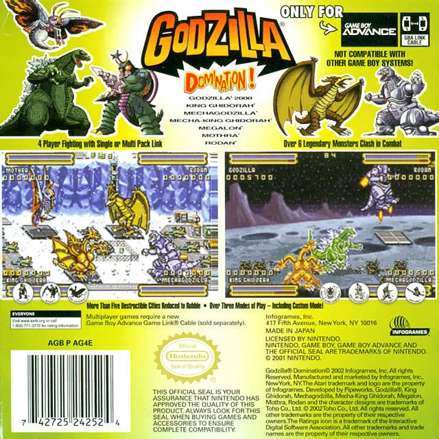 Godzilla: Domination! box back