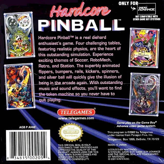 Hardcore Pinball box back