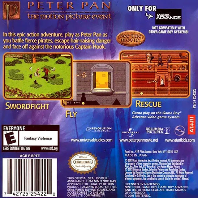 Peter Pan: The Motion Picture Event box back