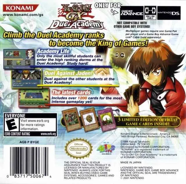 Yu-Gi-Oh! GX Duel Academy box back