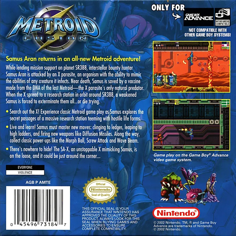 Metroid Fusion box back