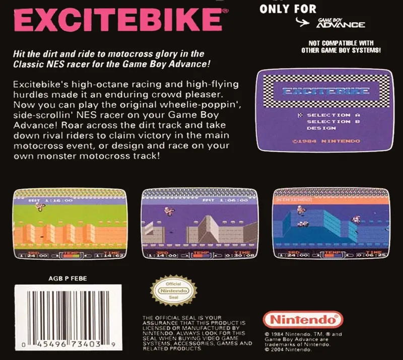 Classic NES Series: Excitebike box back