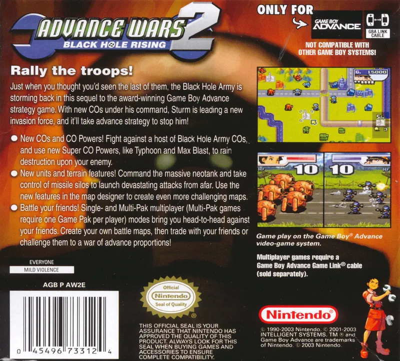 Advance Wars 2: Black Hole Rising box back