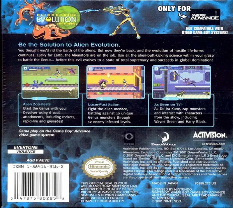 Alienators: Evolution Continues box back
