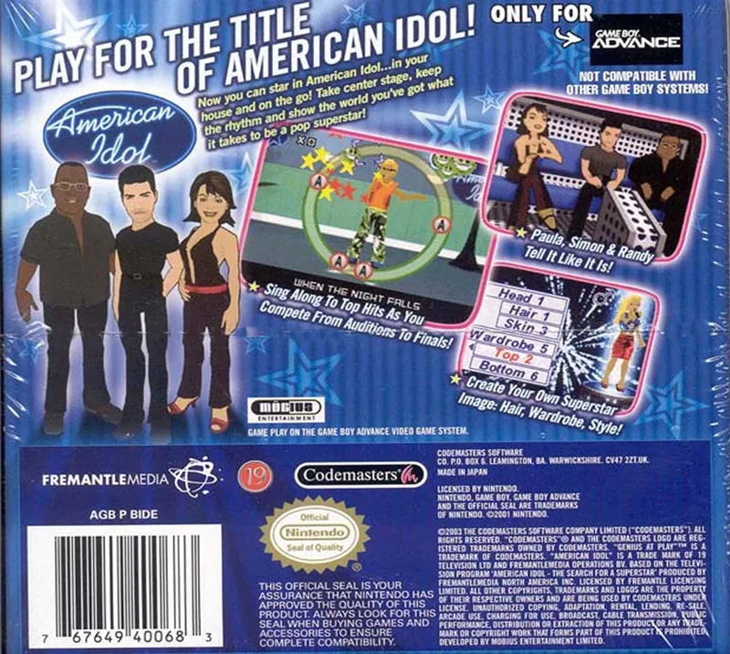American Idol box back