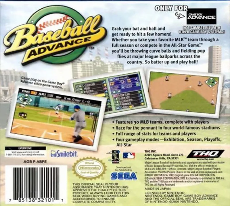 Baseball Advance box back
