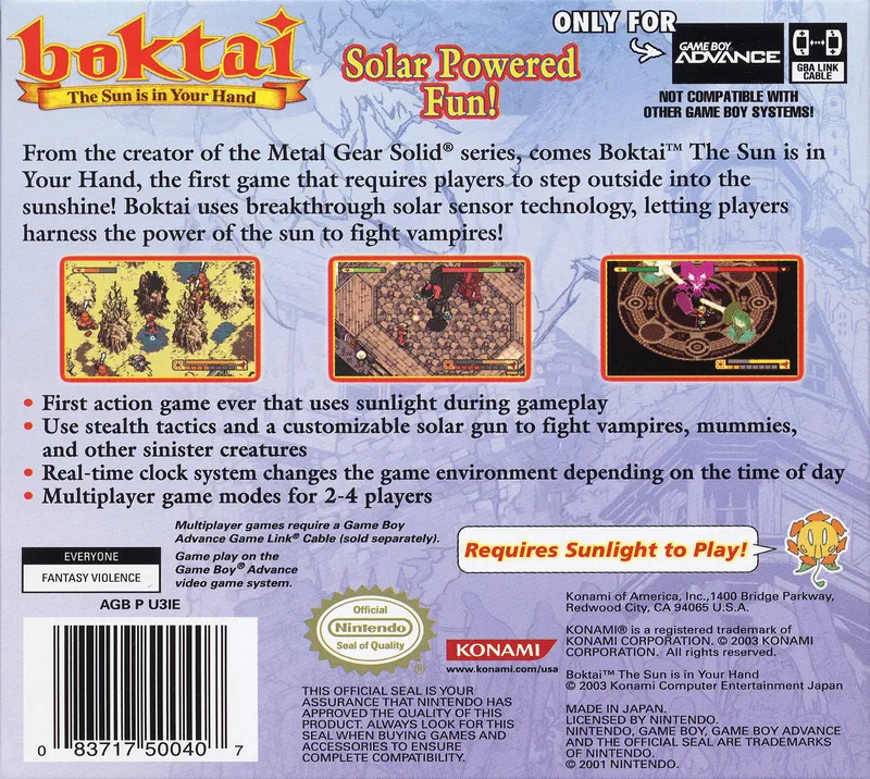 Boktai: The Sun Is in Your Hand box back