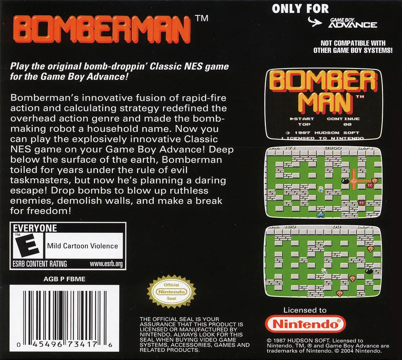 Classic NES Series: Bomberman box back