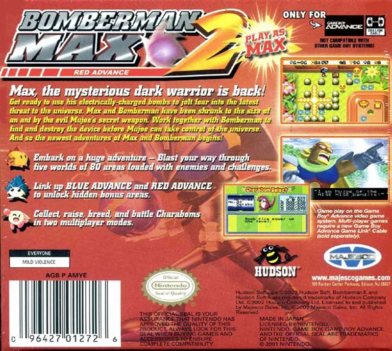 Bomberman Max 2: Red Advance box back