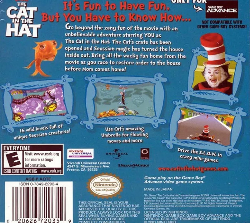 Dr. Seuss' The Cat in the Hat box back