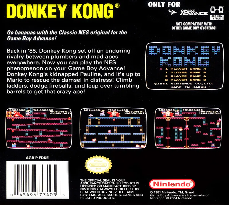 Classic NES Series: Donkey Kong box back