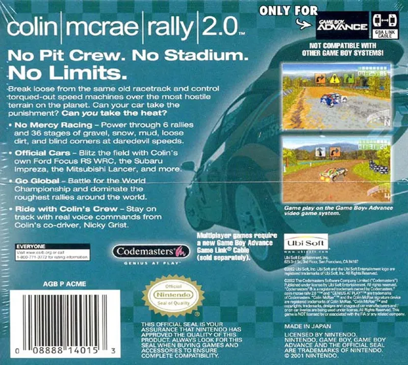 Colin McRae Rally 2.0 box back