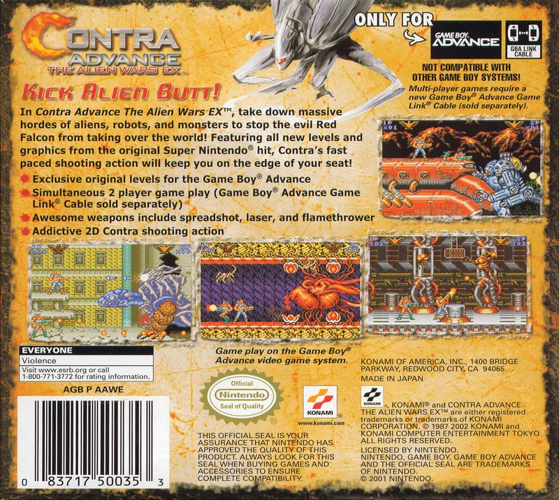Contra Advance: The Alien Wars EX box back