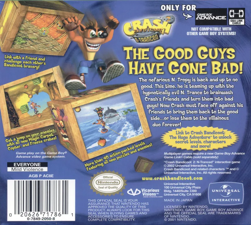 Crash Bandicoot 2: N-Tranced box back