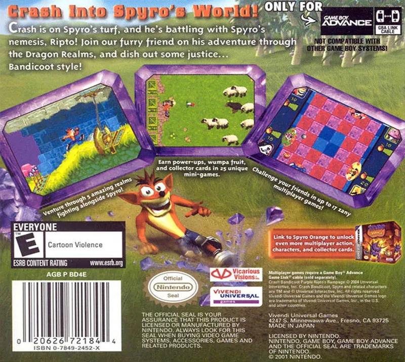 Crash Bandicoot Purple: Ripto's Rampage box back