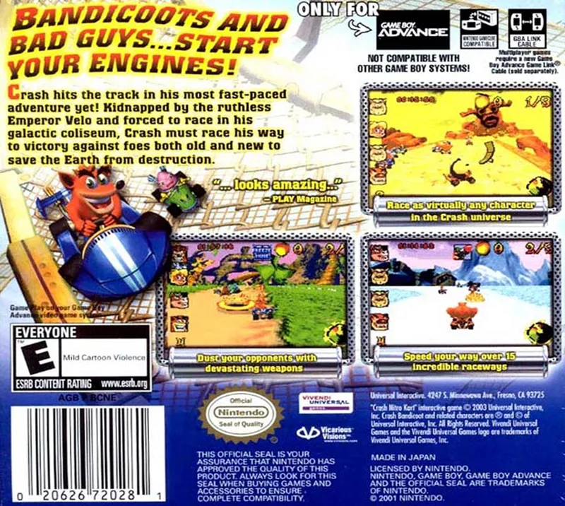Crash Nitro Kart box back