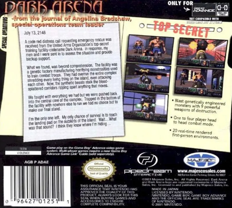 Dark Arena box back