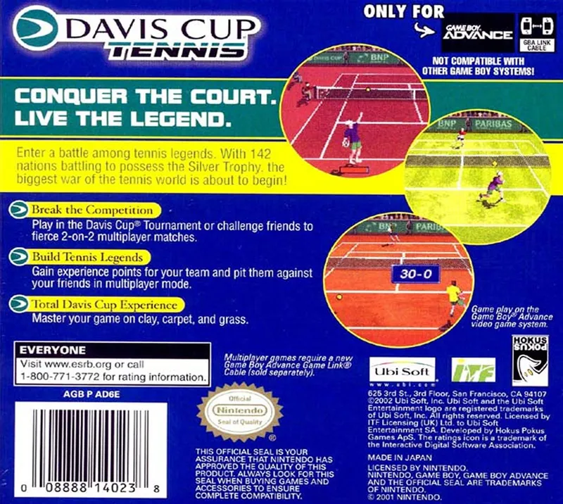 Davis Cup Tennis box back