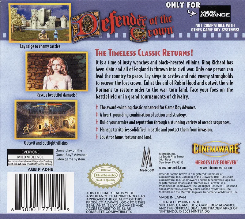 Defender of the Crown box back