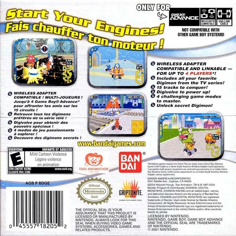 Digimon Racing box back