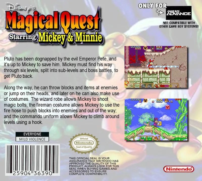 Disney's Magical Quest Starring Mickey & Minnie box back