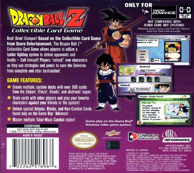 Dragon Ball Z: Collectible Card Game box back