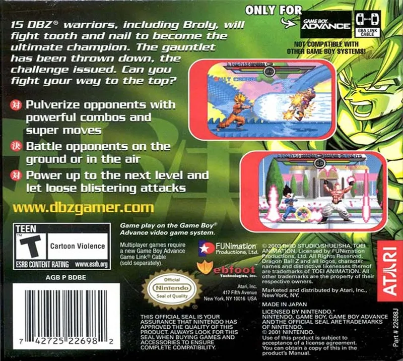 Dragon Ball Z: Taiketsu box back